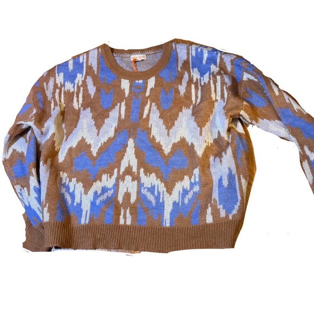 NWOT KNOX ROSE Brown and Blue Patterned Women's Sweater